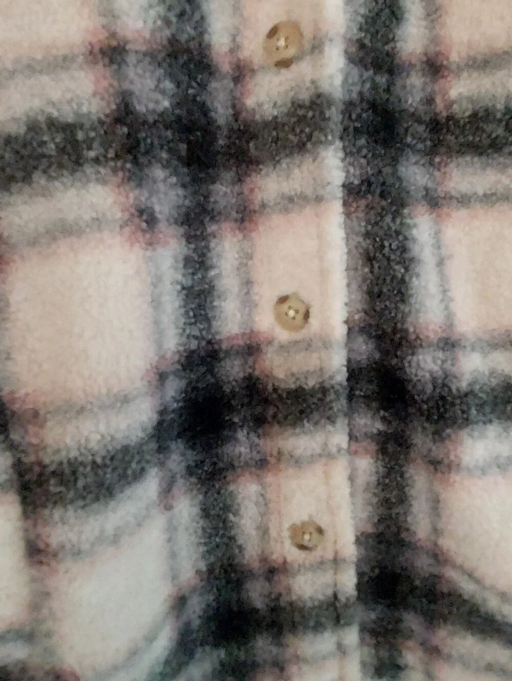Abercrombie Kids Shaggy Faux Fur Sherpa Plaid Jacket Shacket Button 13/14 Unisex